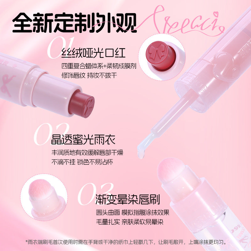 Veecci Three-Ended Velvet Lipstick & Gloss