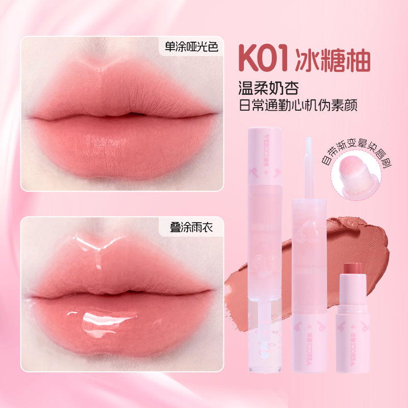 Veecci Three-Ended Velvet Lipstick & Gloss