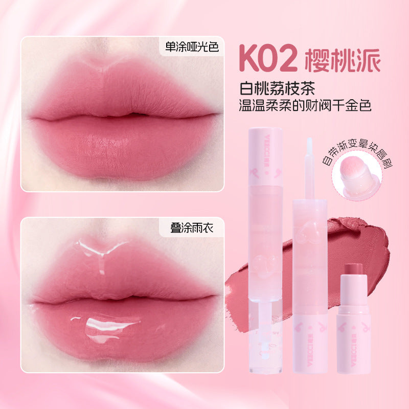 Veecci Three-Ended Velvet Lipstick & Gloss