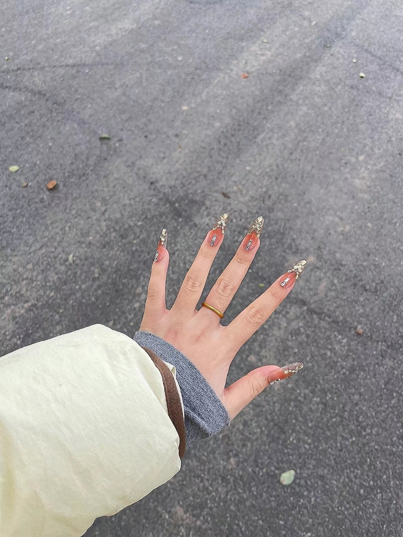 Gold Sparks Handmade Press On Nails