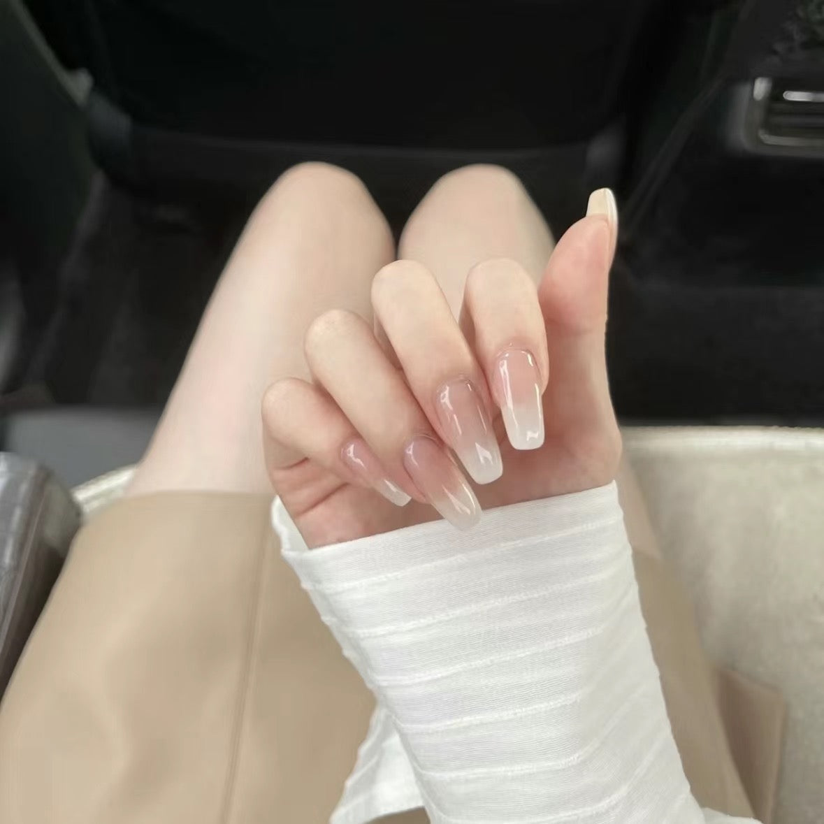 Nude Long Handmade Press On Nails (2 styles)