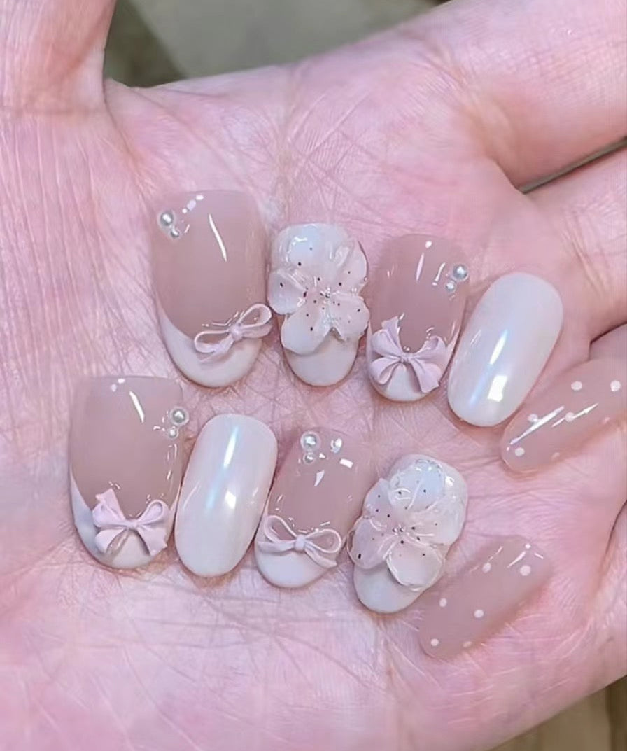 Pink Blossom Handmade Press Ons
