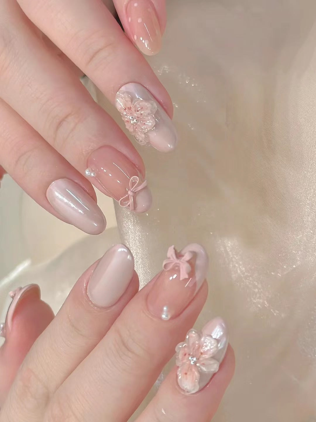Pink Blossom Handmade Press On Nails