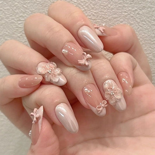 Pink Blossom Handmade Press Ons