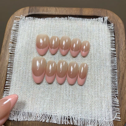 Pink French Almond Press On Nails