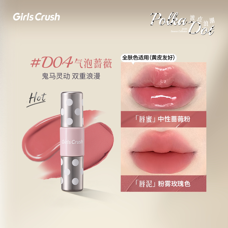 Girls Crush Polka Dot Dual-end Lip Gloss & Mud