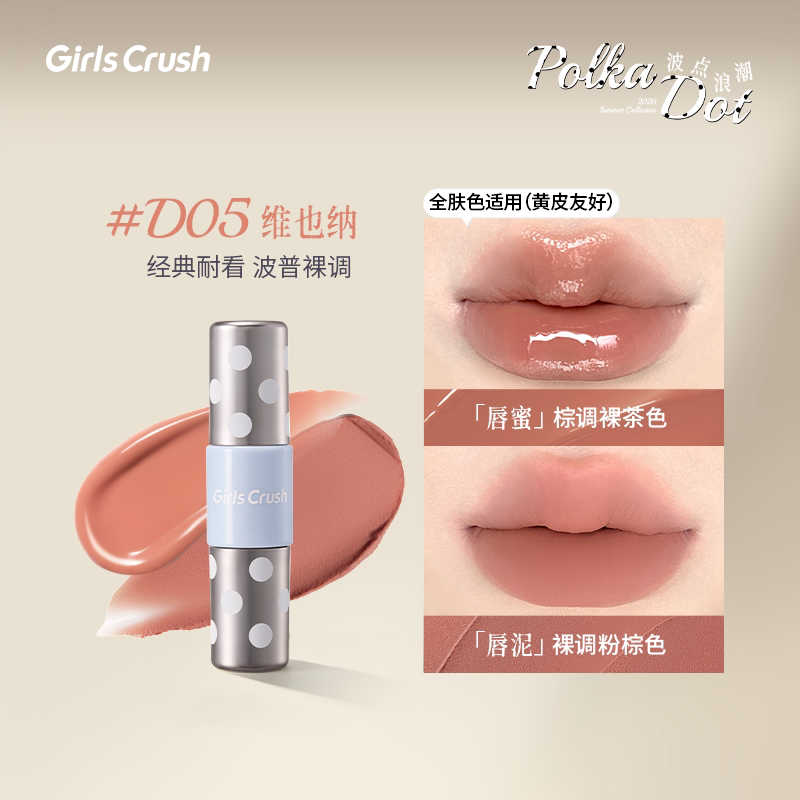 Girls Crush Polka Dot Dual-end Lip Gloss & Mud
