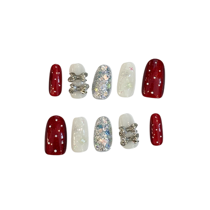 As seen on Jennie! Red Disco Handmade Press On Nails