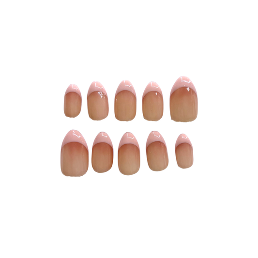 Pink French Almond Press On Nails